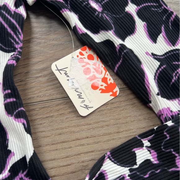 Womens Free People FP Movement Rally Printed Layer Top Purple Floral - Picture 4 of 8